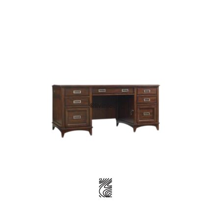 Meja Kerja Kantor Jati Retro 7 Laci Modern Minimalis