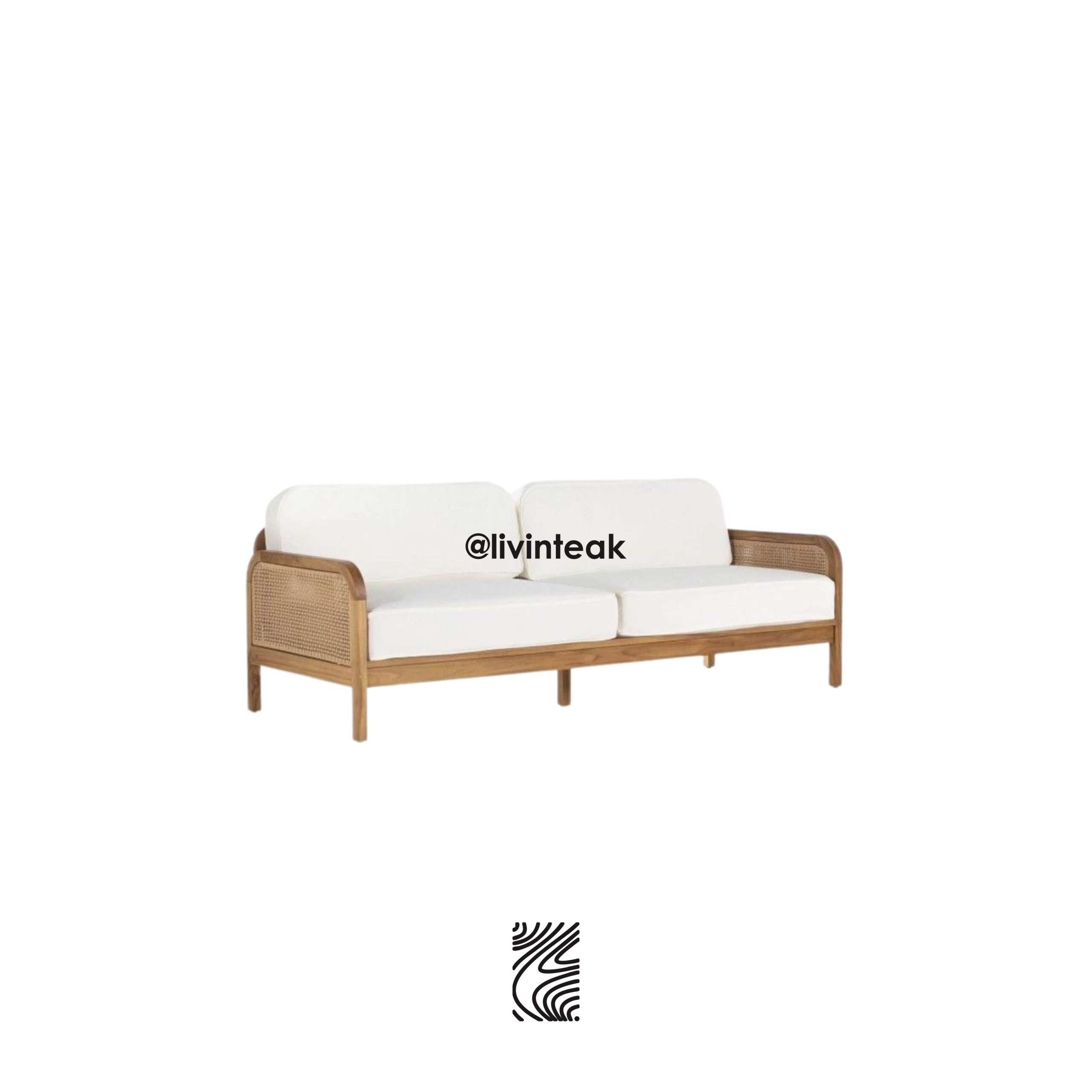 Kursi Sofa Jati Rotan 2 Seater Japandi Minimalis