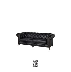 Sofa Chester Hitam 3 Seater Jati Modern Mewah