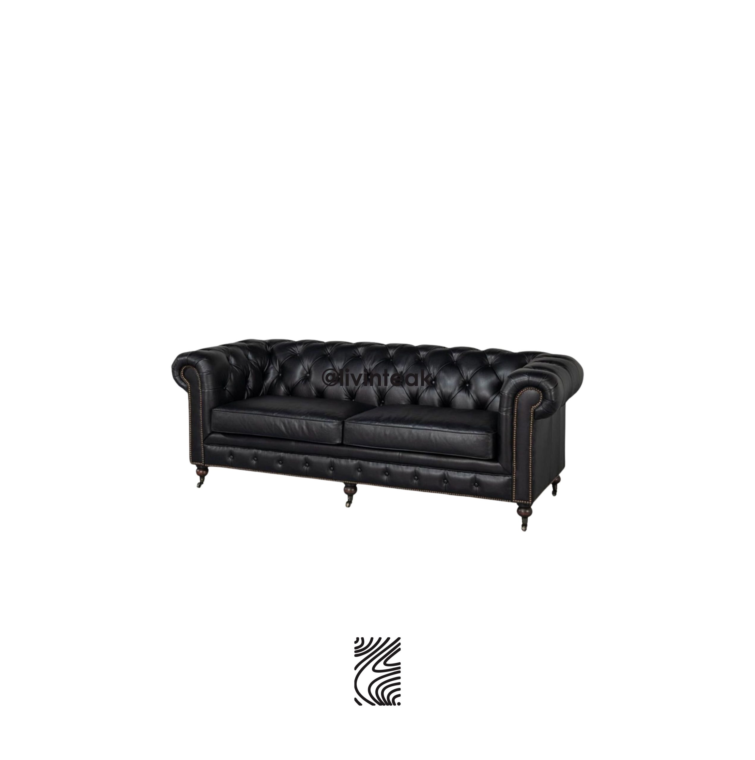 Sofa Chester Hitam 3 Seater Jati Modern Mewah